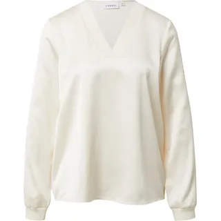 Comma, Satinbluse mit V-Ausschnitt und feinen Rippdetails Beige 34
