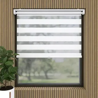 Doppelrollo Schnurlos  (B x H: 60 x 150 cm, Weiß)
