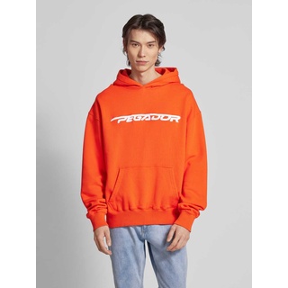 Oversized Hoodie mit Label-Stitching Modell 'MANOR', Orange, XXL
