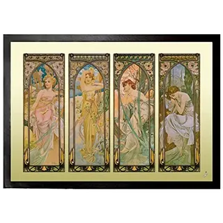 1art1 Alphonse Mucha Die Vier Tageszeiten, 1899 Fußmatte Dekomatte Innenbereich | Design Türmatte 70x50 cm