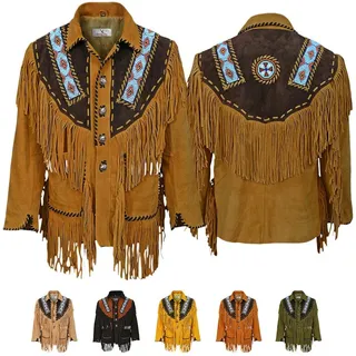 German Wear Trachtenjanker GW960J Herren Westernjacke Reiter Jacke Western-Lederjacke braun 56/2XL