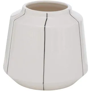CasaJame Keramikvase, Moderne Vase schwarz-weiß gestreift, Wohnzimmer Dekoration, H12cm D13cm, stilvolles Design, Vase für Blumen, minimalistische Inneneinrichtung