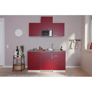 Respekta Miniküche Singleküchen, Rot, Holzwerkstoff, 1 Schublade(n),1 Schublade(n) Schubladen, seitenverkehrt montierbar, nur wie online abgebildet bestellbar, 150x200x60 cm, Made in Germany, links aufbaubar, rechts aufbaubar, Küchen, Miniküchen