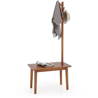 Costway Garderobenständer 3 in 1 Massivholz Braun
