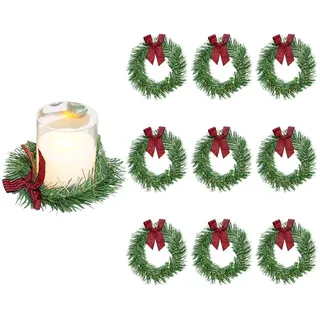 DeryArcle 10Pcs Bogen Weihnachts TürKranz,8 cm Hängend Wandkranz Grasring,Rotes schwarzes Gitter Kranz Deko,Herbst Dekoration Türkranz für Tür Fenster Außen Drinnen Dekoration (Schleife)