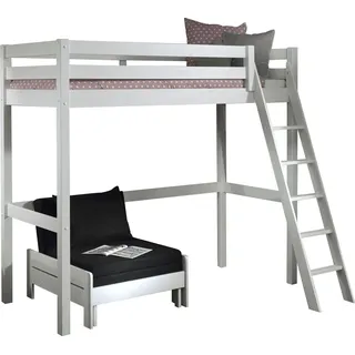Hochbett VIPACK, schwarz-weiß (weiß, schwarz), B:165cm H:190cm L:209cm, Hochbetten, Hochbett, Hochbett mit 90 x 200 cm Liegefläche, grau oder weiß lackiert
