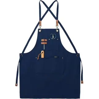 Leinenschürzen – Arbeitsschürzen Für Männer Und Frauen – Kochschürzen Mit Verstellbarem Riemen Und 3 Taschen – Servierschürzen – Kochen – Backen – Künstler – Malen – Kreuzschürzen