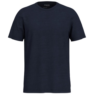 Selected Homme Herren Rundhals T-Shirt SLHASPEN SLUB Regular Fit Blau 16092508 L