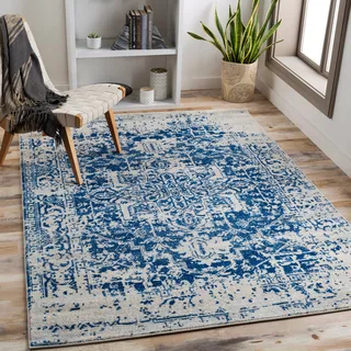Teppich »Traditional«, rechteckig, Boho Kurzflor Orientteppich, Wohnzimmer, Schlafzimmer, Blau, 99107301-0 blau 12 mm