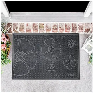 Vimoda Fußmatte Eingangstürmatte, Außen & Innen Gummi Schmutzfänger für Haustür, Rechteckig, Höhe: 12 mm, Fußabtreter Gummimatte wasserdicht Vinylteppich PVC, Terrasse Balkon schwarz Rechteckig | 45 cm x 70 cm x 12 mm