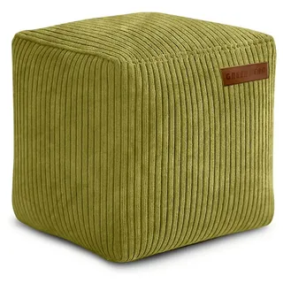 Green Bean Pouf Cube Cord (Indoor Sitzhocker Sitzkissen Fußhocker Relax-Sessel, Made in Germany), die ideale Ergänzung zum Sitzsack grün
