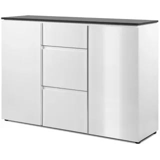furn.design Sideboard 133 x 92 cm Weiß Glanz / Grau
