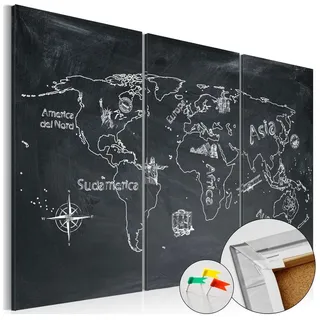 Artgeist Pinnwand Geography lesson [Cork Map] schwarz 60,00 cm x 40,00 cm