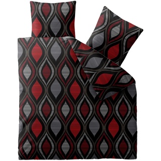 aqua-textil Concept Bettwäsche 200 x 200 cm 3teilig Mikrofaser Bettbezug Kaya rot grau schwarz