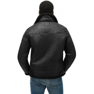 Superdry Aviator Lederjacke - Black - M