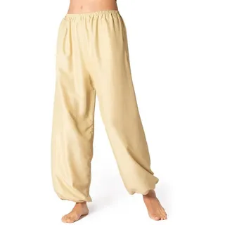 PANASIAM Haremshose Haremshose einfarbig aus feiner Viskose bequeme Muckhose Relaxhose Unisex für Damen und Herren leichte Sommerhose Freizeithose Pumphose beige L