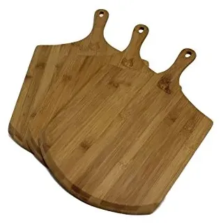 HeRo24 Pizzaschaufel Set 3-teilig aus Bambus – Pizzaschieber & Pizzaheber – Flammkuchenbrett, Schneidbrett & Bratschaufel – für Pizza, Flammkuchen, Brot & Pizzaofen