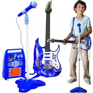 Kruzzel Spielzeuggitarre Set mit Mikrofon 22409 Blau