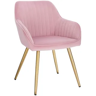 Lestarain Esszimmerstühle 1er Set, für Esszimmer Wohnzimmer Küche, Küchenstühle gepolstert mit Armlehne Metallbeinen, Sitzfläche aus Samt, Rosa