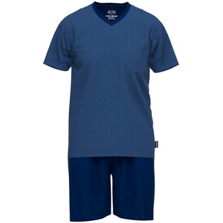 CECEBA Herren Schlafanzug, 2-tlg. Set - Shorty, kurz, V-Ausschnitt, Klima-Aktiv Blau XL