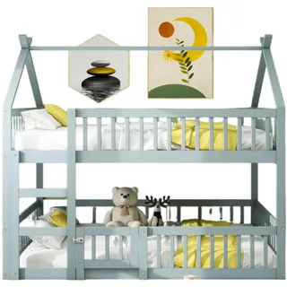 Okwish Etagenbett, Grau, Holz, 140x200 cm, Kinder- & Jugendzimmer, Kindermöbel, Kinderbetten, Etagenbetten
