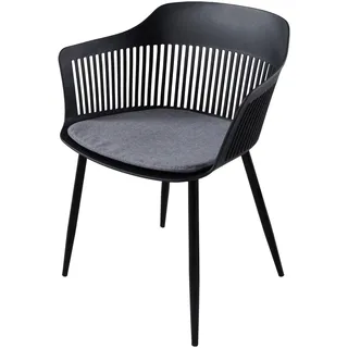 riess-ambiente Stuhl AIRE - schwarz Kunststoff Stahlgestell Indoor Outdoor inkl. Kissen