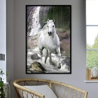 Famanu Poster majestätische Pferde - Wilde Tiere Kunst - 61x91,5cm - Schwarz Weiß