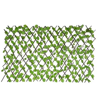 UNUS GARDEN Balkonsichtschutz Rankgitter Sichtschutz Pflanzenwand Weide mit Blättern (1-St., 90x180cm (HxB) Sichtschutzhecke Windschutz Efeu Blätterzaun braun