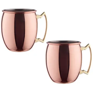 BUTLERS Cocktailglas Moscow Mule Becher Cocktailbecher Edelstahlbecher Cocktailtasse, 2-tlg., Edelstahl, in Rosegold 470 ml goldfarben