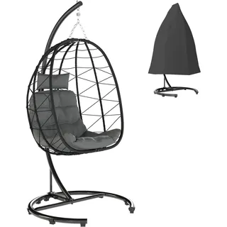 Outsunny Hängesessel oval Dunkelgrau 1-Sitzer mit Gestell 