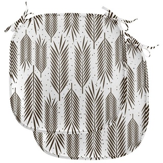 Abakuhaus Stuhlkissen »Dekoratives wasserfestes Kissen mit Riemen für Küchensitze«, Blatt Palm-Baum-Blätter braun|weiß