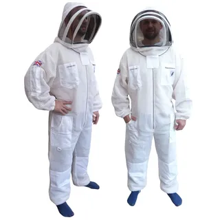 AGS Bee Suit Imkeranzug, 3-lagig, ultra-belüftet, weiß, Imkeranzug, Ultra-Schutz, Wespenanzug, M - M