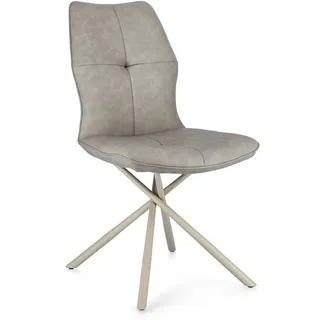 Esszimmerstuhl Kepler aus Kunstleder, modern gepolstert, taupe, Mikado-Gestell, komfortabel
