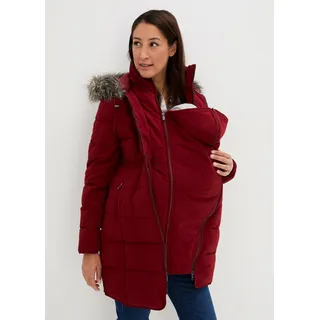 bonprix 3-in-1 warm wattierte Umstands- und Tragejacke, rot, Gr.52, Wattierte Schwangerschaftsjacke für die Schwangerschaft und danach
