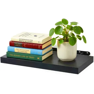 Relaxdays Wandregal 40 x 4 x 23 cm Schwarz