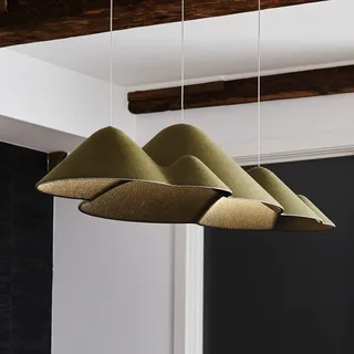 Pendelleuchte LOOM DESIGN, Panorama, dimmbar, Grün, für Wohnzimmer, Stoff / Textil, Junges Wohnen - 105.7 - 52 - 21.9