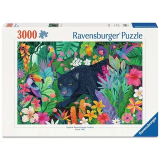 Ravensburger Erwachsenenpuzzle 3000 Teile - Panther im blühenden Dschungel