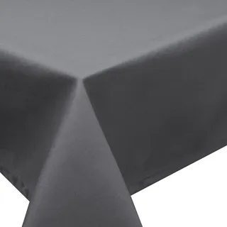 Tischdecke Fleckschutz Lotus Effekt Garten LEINEN Optik bügelfrei abwaschbar Uni Farbe Anthrazit Größe eckig 130x260 cm