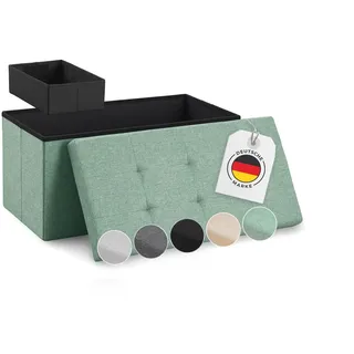 Blumtal Sitzbank mit Stauraum + extra Box - Truhenbank mit Stauraum 76x38x38 cm - Sitztruhe mit Stauraum - Bequemer Hocker - Aufbewahrungsboxen - Storage Bench - Sitzbox in Türkis hell