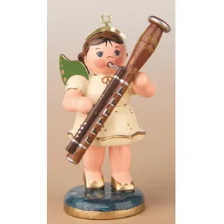Engel mit Fagott - 6,5cm / Weihnachtsengel - Original Erzgebirge Engel -Hubrig Volkskunst
