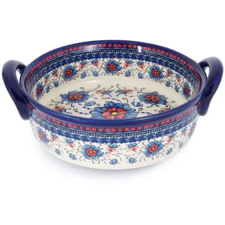 Kleine Auflaufform Für 1 Person, Lasagne Auflaufform Klein 950ml, Ofenform 21x18,5x7 Cm-blaue Blume-runden 950ml
