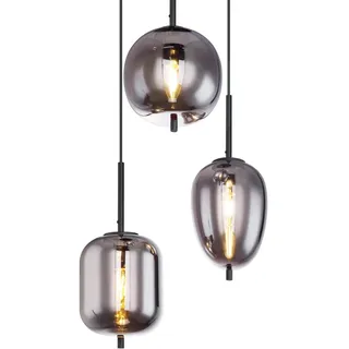 GLOBO Blacky 3-flg. 46 cm rund schwarz Metall Rauchglas