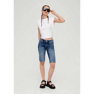 QS Jeansshorts Bermuda-Jeans Catie / Slim Fit / Mid Rise / Slim Leg Waschung blau 44