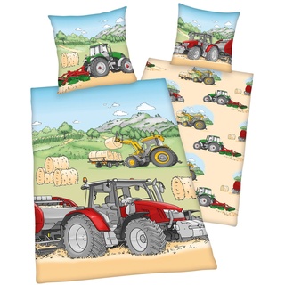 Herding Renforcé-Bettwäsche Traktor 80x80 / 135x200 cm, mehrfarbig