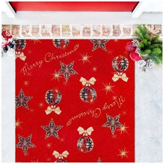 ANRO Merry Christmas Fußmatte Rot 90 x 150 cm Türmatte Weihnachten