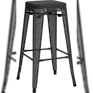 DELUKE® Barhocker SEOUL - Schwarz, Metall | Barhocker ohne Lehne Barstuhl Tresenhocker Tresenstuhl Kneipenhocker Kneipenstuhl