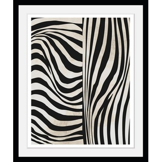 queence Bild mit Rahmen Zebra - Fell - Muster - Gerahmter Digitaldruck - Wandbild, Zebrafell (1 St), Holzrahmen - Dekoration - Schwarzer Rahmen - in verschiedenen Größen schwarz|weiß 30 cm x 40 cm