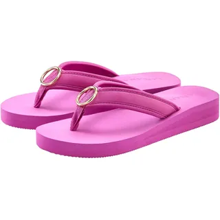 Badezehentrenner LASCANA "Sandale, Badeschuh, Pantolette, Badelatsche, Flip Flop, Sommerschuh", Damen, Gr. 43, pink, Obermaterial: 100% Textilmaterial. Decksohle: 100% Synthetik. Laufsohle: 100% Synthetik, unifarben, Schuhe Zehentrenner Dianette, Zehentrenner mit Ringapplikation "Italy" VEGAN