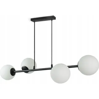 Led Deckenleuchte, 4-flammig Deckenlampe schwarz 15W - Hängelampe wohnzimmer, Weiß Glas Kugeln
