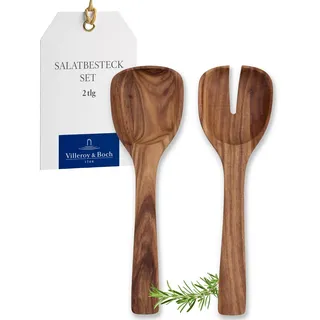 Villeroy & Boch Salatbesteck Artesano Original Braun, Salatbesteck Holz, Salat, Besteckset, Holzlöffel, Holzgabel, Akazienholz